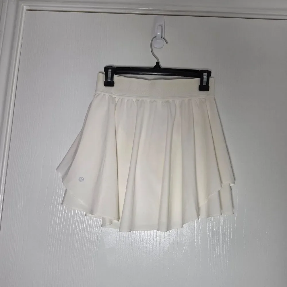 Lululemon Skirt Womens 6 White Court Rival High Rise Long Skort Performance